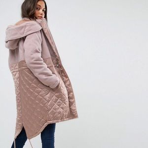 ISO ASOS Parka in Mixed Fabrics